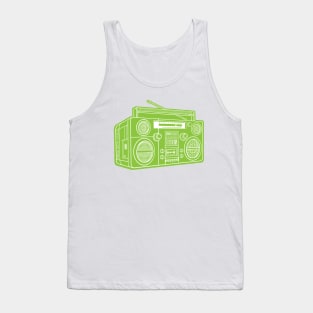 Boombox (White Lines + Yellow Green Drop Shadow) Analog / Music Tank Top